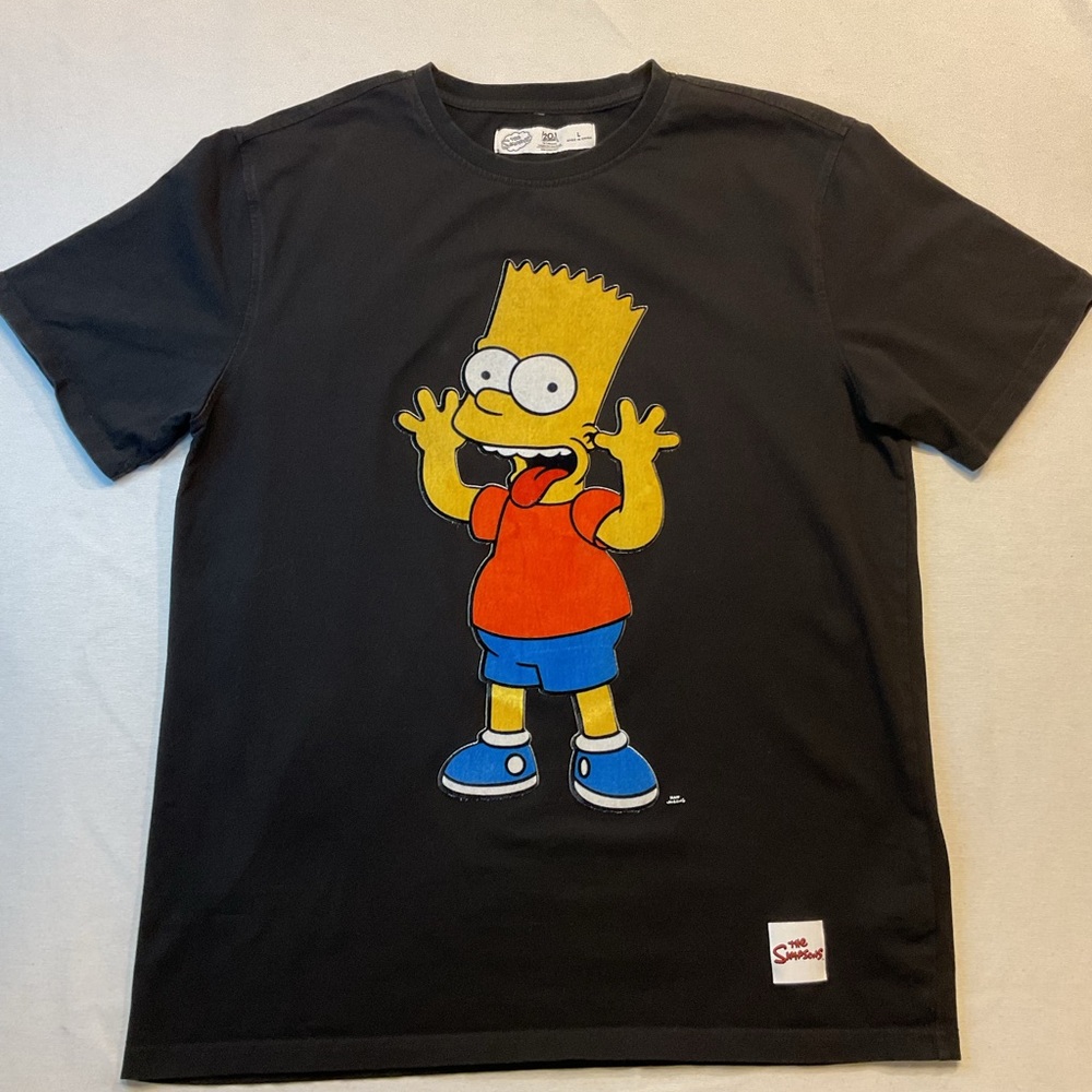 The Simpsons Black Short Sleeve T-shirt, felt BART, size L Vintage Retro 90’s